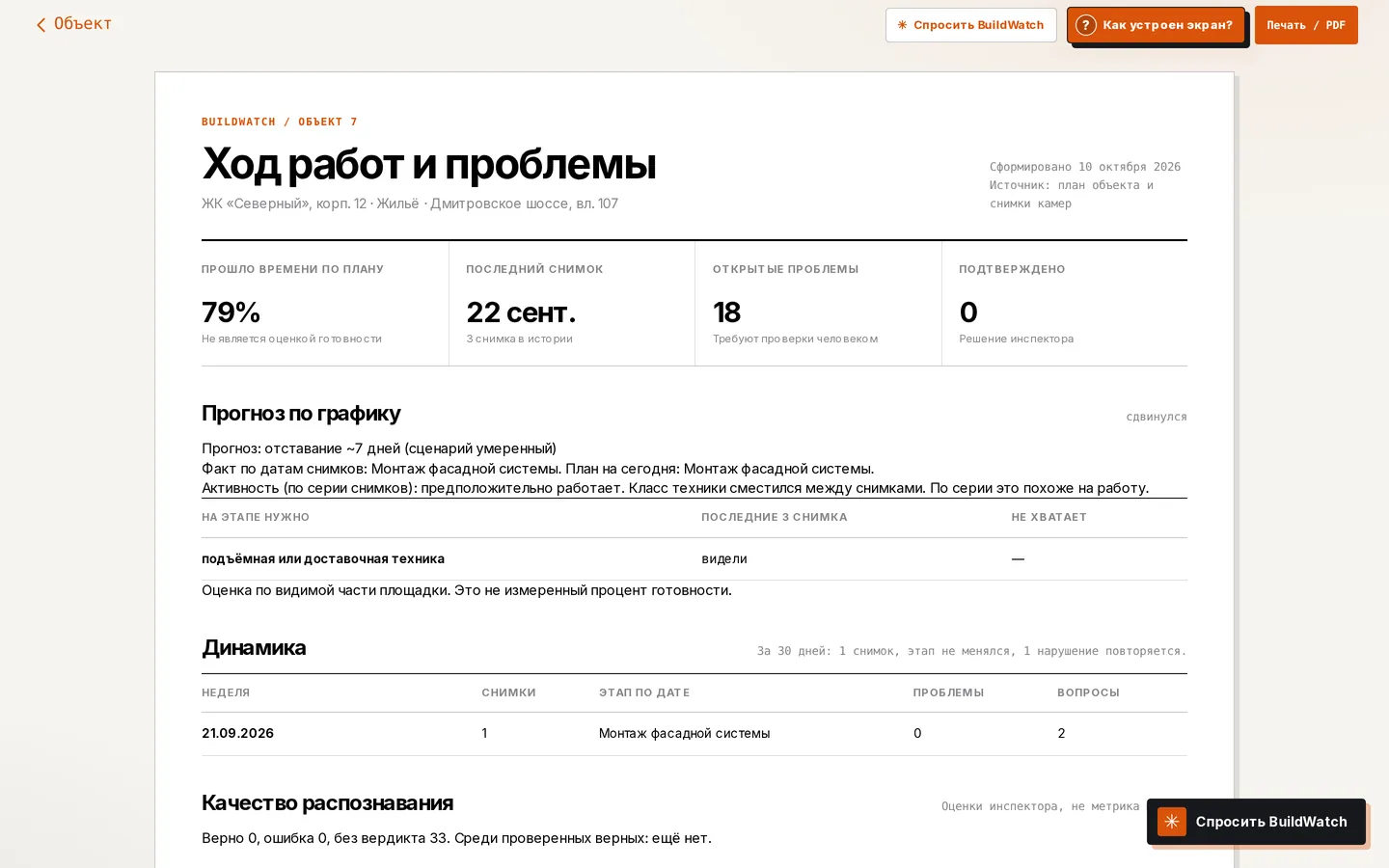 Отчёт по объекту